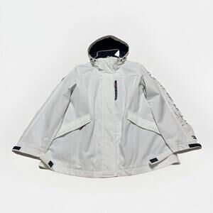 Tommy Hilfiger Women's M White Weather Hood Jacket Rain Coat